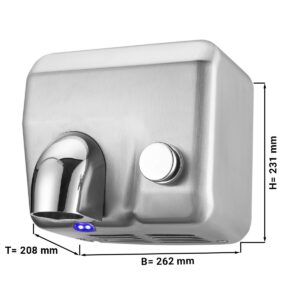 Sušič rúk s manuálnym tlačidlom – matný nerez