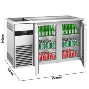 Pivný bar PREMIUM - 1550x700mm - 2 sklenené dvierka