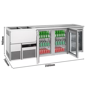 Pivný bar PREMIUM - 2500x700mm - 3 sklenené dvierka