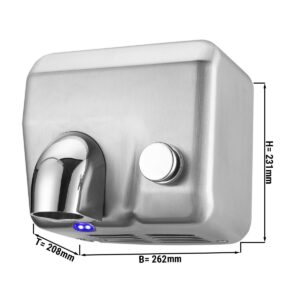 Pár sušičov rúk – nerezové telo s manuálnym tlačidlom – matné