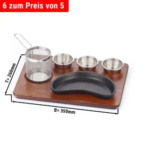 Fajita servírovacia sada – 6 ks, liatinová panvica, tvar obličky