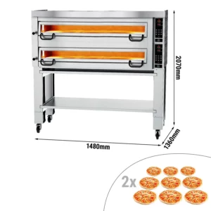 Elektrická pizza pec Power - digitálne ovládanie, 9+9x Ø34 cm, s digestorom, rámom a kolieskami