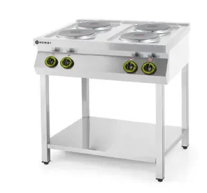 Elektrický sporák 4-platňový Hendi Kitchen Line – otvorený podstavec, 800×700×900 mm