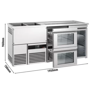 Pivný bar PREMIUM - 1950x700mm - 1 sklenené dvierka a 2 sklenené zásuvky