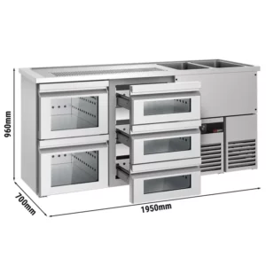 Pivný bar PREMIUM - 1950x700mm - 5 sklenených zásuviek