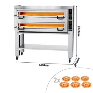 Elektrická pizza pec - digitálne ovládanie, 6+6x Ø34 cm, s digestorom a rámom