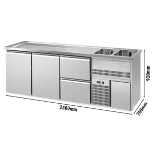 Pivný pult PREMIUM PLUS – 2500x700 mm – 2 dvierka, 2 zásuvky