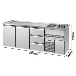 Pivný pult PREMIUM PLUS – 2500x700 mm – 2 dvierka, 3 zásuvky