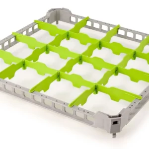 Nástavný rám na košík na poháre – 500x500 mm, 16 priehradiek