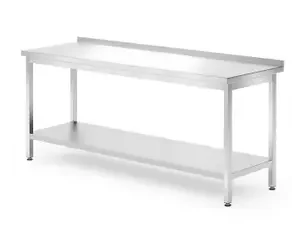 Nástenný pracovný stôl s policou, Hendi Kitchen Line – hĺbka 700 mm, 1800×700×850 mm