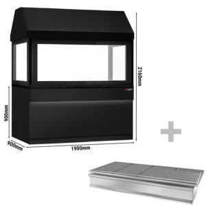 Gril TORONTO – 1900 mm – čierny predok – čierna žulová doska – ochranné sklo