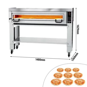 Elektrická pizza pec Power - digitálne ovládanie, 9x Ø34 cm, s digestorom a rámom