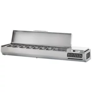 Chladiaca vitrína – 2,0 x 0,35 m – pre 9 GN 1/4 nádob