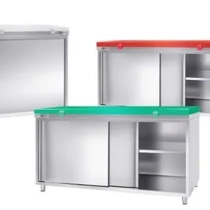Pracovné stoly z nerezovej ocele s doskou na krájanie