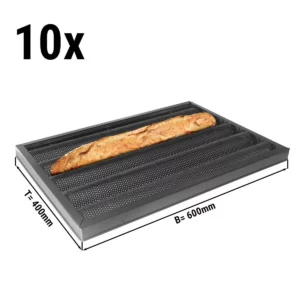 (10 ks) Hliníkový bagetový podnos – 40×60cm, 5 korýtok
