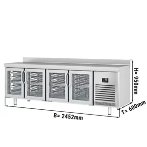 Premium plus chladiaci pult – 2452x600mm, 4 sklenené dvere, s podstavcom