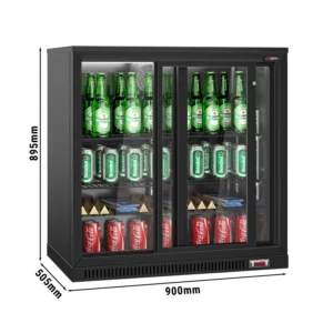 Barová chladnička - 0,9 m - 220L - s 2 posuvnými dverami a 2 policami - čierny