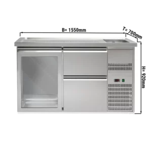 Pult na výdaj piva PREMIUM PLUS – 1550×700 mm – dvierka a 2 zásuvky