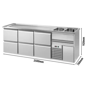 Pivný pult PREMIUM PLUS – 2500x700 mm – 6 zásuviek