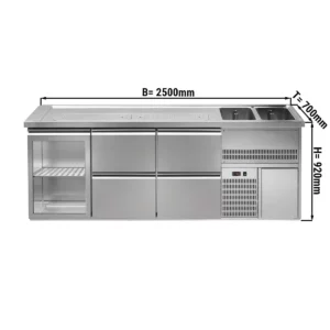 Pultová zostava PREMIUM PLUS – 2500×700 mm – 1 dvierka a 4 zásuvky