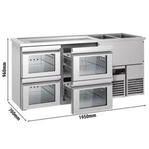 Pivný bar PREMIUM - 1950x700mm - 4 sklenené zásuvky