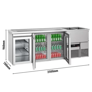 Pivný bar PREMIUM - 2500x700mm - 3 sklenené dvierka