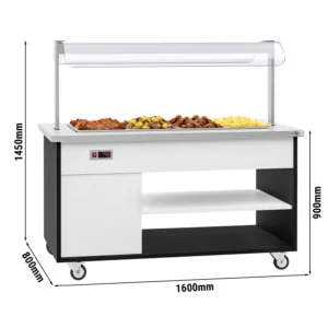 Bufetový pult s ohrevom - 1,6 x 0,8 m - pre 4x GN 1/1