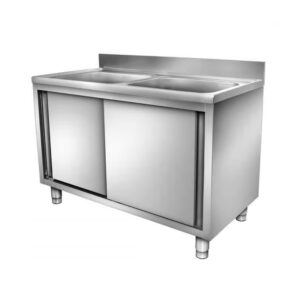 Drezové skrinky z nereze s integrovaným umývadlom