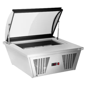 Stolná vitrína na zmrzlinu - 870 mm, pre 4 nádoby 5L, zakrivené veko