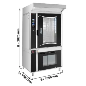 Pekársky kombinovaný parný hrniec dotykový – 10x EN 60x40, digestor, kysnutie