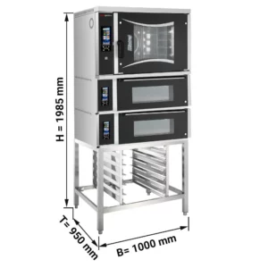 Pekársky kombinovaný konvektomat dotykový – 6x EN 60x40, 2 pizza pece, základný rám
