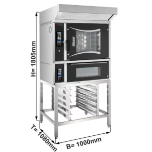 Pekársky kombinovaný konvektomat dotykový – 6x EN 60x40, pizza pec, digestor, základný rám