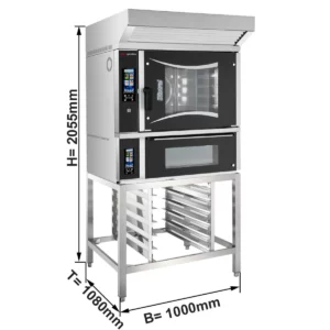 Pekársky kombinovaný konvektomat dotykový – 6x EN 60x40, pizza pec, digestor, základný rám