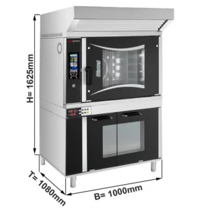 Pekársky kombinovaný konvektomat dotykový – 6x EN 60x40, digestor, kysiaca skrinka