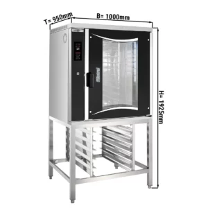 Pekársky konvektomat Digitálny – 10×EN 60×40, so základným rámom a plechovým rámom