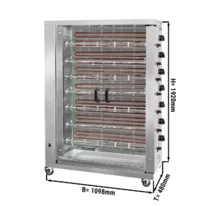 ECO gril – 7 ražňov – 42 kurčiat – 1098×480×1992 mm