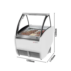 Cirkulačný pult na zmrzlinu LEO - 1330 mm - cirkulujúci vzduch - pre 10x 5L nádob na zmrzlinu - biela