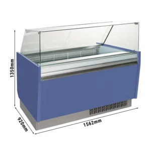 Statický pult na zmrzlinu LIAM - 1560 mm - pre 13+13 nádob 5L - modrá