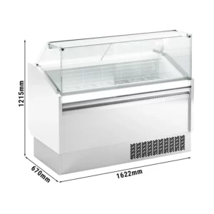 Statický pult na zmrzlinu LEVI - 1620 mm - statický - pre 9+9 nádob 5L - biela