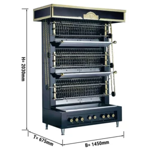 UBERT prístenný gril – 6 ražňov – 48 kurčiat – 3 zóny