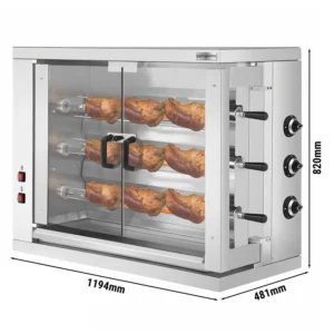 ECO plynový gril – 3 špízy – 18 kurčiat – výkon 19,3 kW