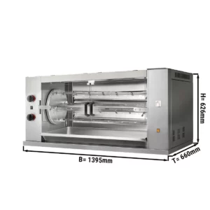 Rotation PREMIUM gril – plynový – 4 ražne – 24 kurčiat – 1395×660×626 mm
