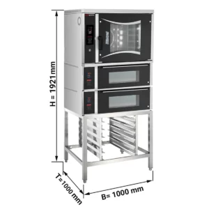 Digitálna pekárska plynová rúra – 6x EN 60x40, s 2 pecami na pizzu, základný rám