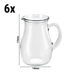 Sklenený džbán/karafa VILLAGE - 1 liter - s uškom - 6 ks