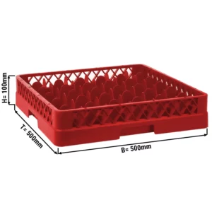 Sklenený košík červený – 500x500 mm – 49 priehradiek – 6 ks