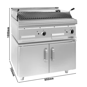 Lávový gril na plyn (14 kW) - sklopný grilovací rošt s podstavcom a 2 dverami