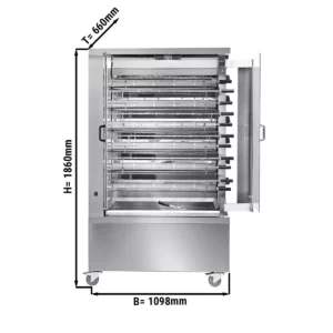 ECO plynový gril – 11 ražňov – 66 kurčiat – 1098×660×1860 mm