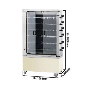 Sklokeramický gril PREMIUM – 11 ražňov – 66 kurčiat – 1098×660×1860 mm