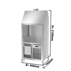 Neutrálny prvok k grilu – nerezový – 1000 mm