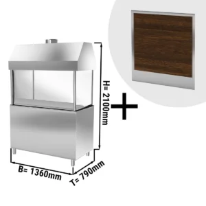 Plynový gril BERLÍN – 1360 mm – drevené čelo – čierna žulová doska